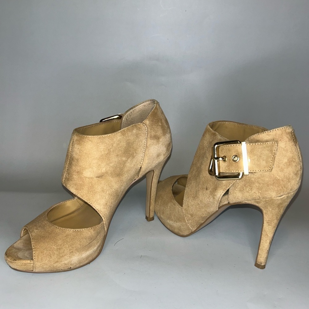 Pre loved Nine West ocean leather open toe heeled bootie